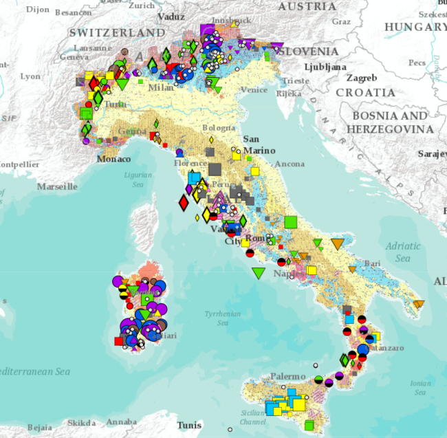 La mappa dei giacimenti in Italia